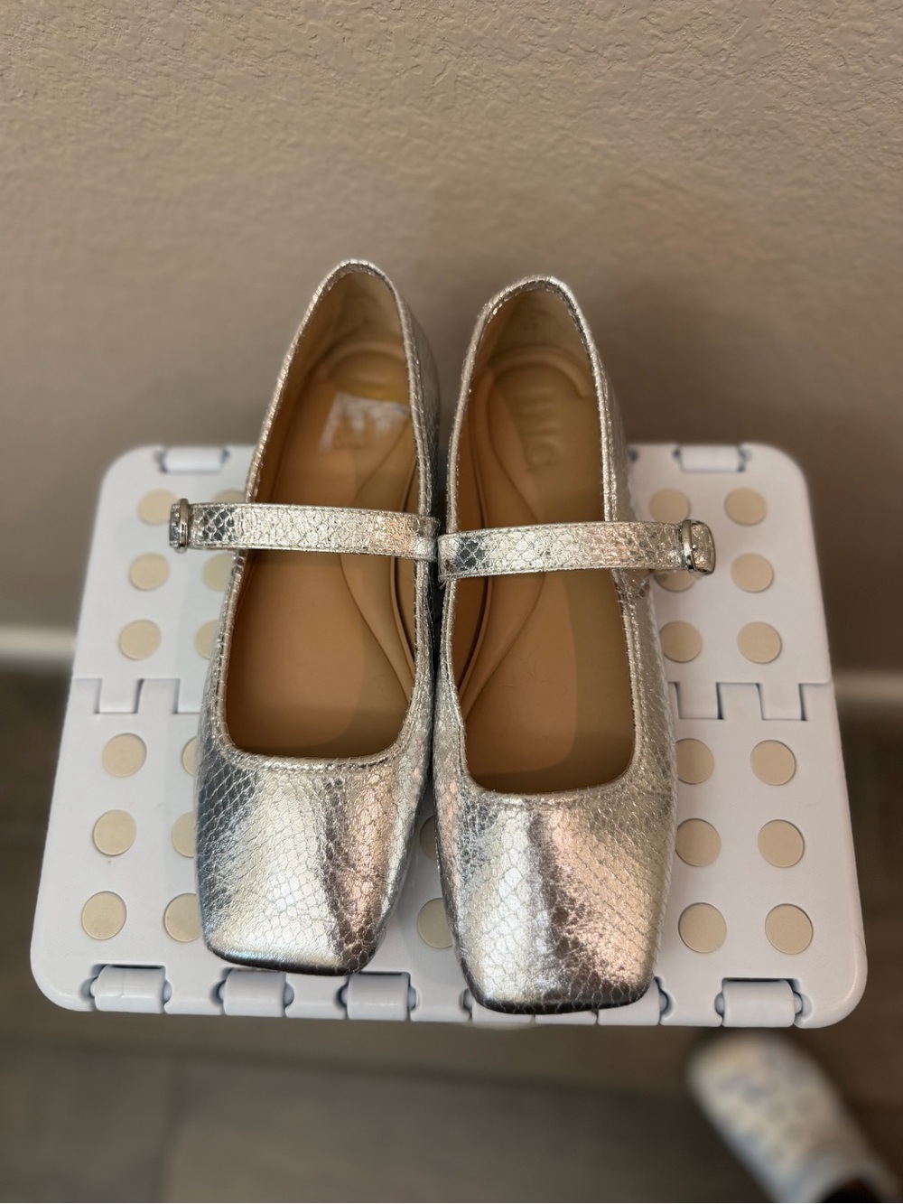 INC International Concepts Metallic Silver Mary Jane Flats
